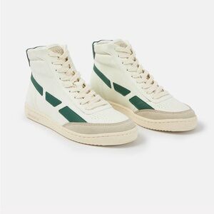 SAYE Cream and Green High-Top Sneakers